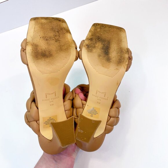 Marc Fisher Braided Leather Heeled Sandals, Size 9 - Picture 6 of 8